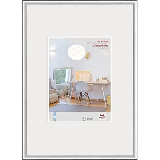walther design picture frame silver 50 x 70 cm with artificial glass, New Lifestyle plastic frame KVX070S