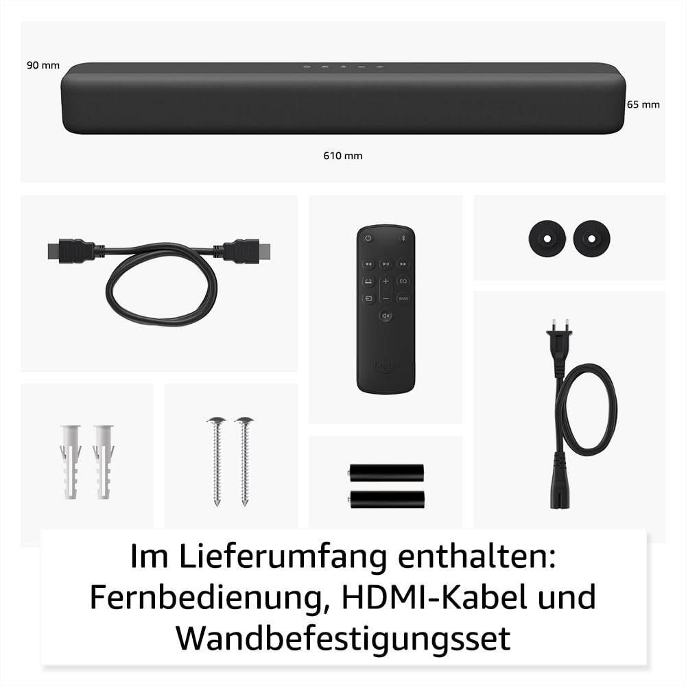 Amazon Fire TV Soundbar, 2.0 speakers with DTS Virtual:X and Dolby Audio and Bluetooth support - EVG487