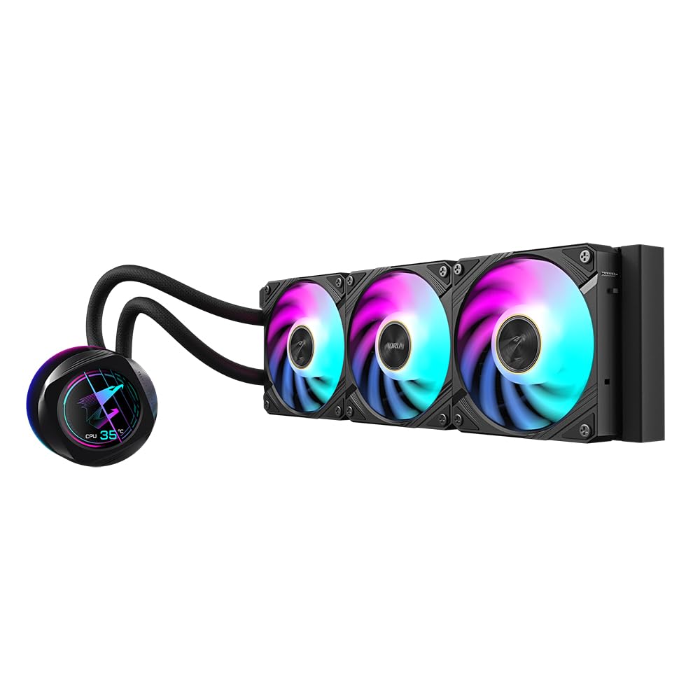 GIGABYTE AORUS WATERFORCE X II 360 AIO Liquid CPU Cooler - 3x120mm ARGB Fans, Full-Color LCD, Daisy-Chain, compatible with Intel LGA 1851 and AMD AM5 - GP-AORUS