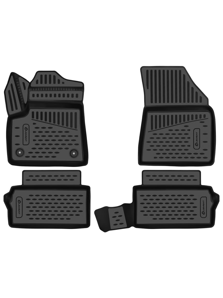 Element 3D rubber floor mats suitable for FIAT Grande Panda| Year of construction 2025-> | Electric | 100% custom-fit all-weather floor mats made of TPE, high edge, waterproof, non-slip, odorless - EXP.ELEMENT3DAN1179210k