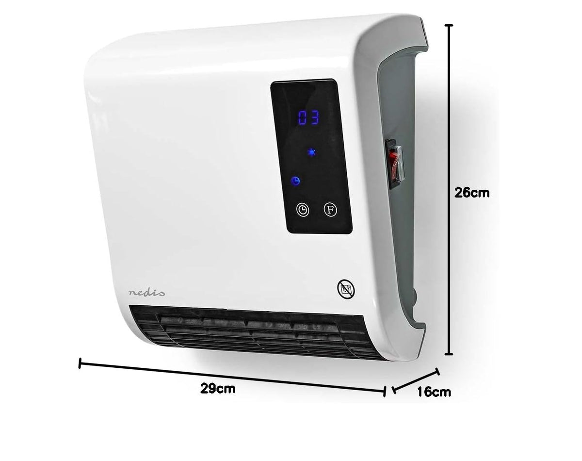 Nedis Încălzire pe perete Electric, Convector de perete, Ventilator de încălzire pe perete - 2000 W - alb - P10031210