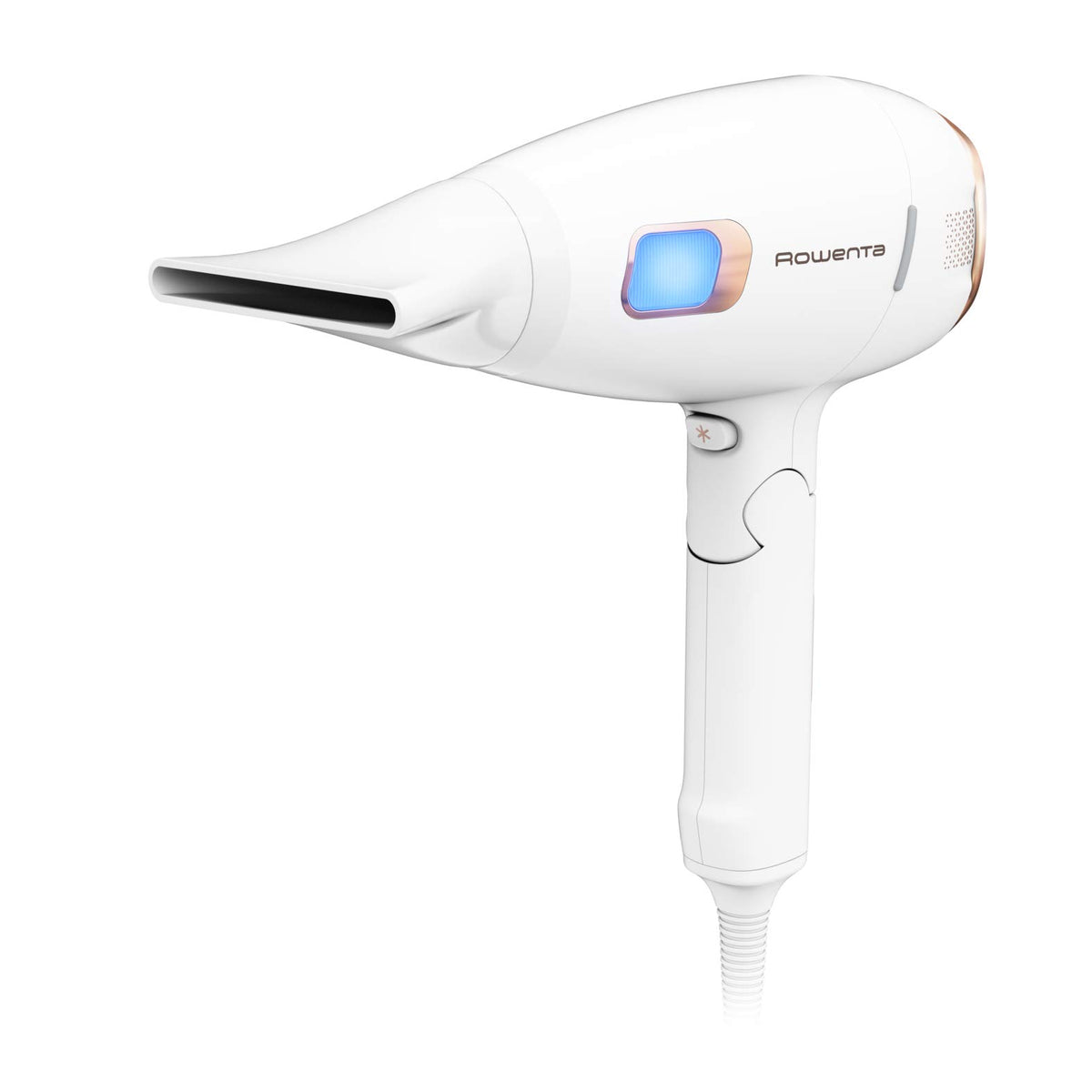 Rowenta Ultimate Experience Massage Hair Dryer, 2200 Watts, High-Performance Digital Motor, Ion Booster, Gently Rotating Fingers, 2-in-1 Drying with Revitalizing Scalp Massage, White/Copper, 1 piece - CV9240