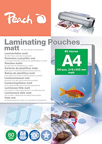 Peach laminating foils A4 matt 100 pieces 2 x 80 mic (160 µm) - writable - PH105
