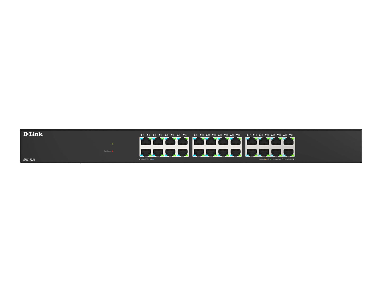 D-Link DMS-1024 24-Port Multi-Gigabit Unmanaged Switch - 2.5G Ethernet, Plug & Play, QoS, IGMP Snooping, EEE, Metal Housing, Rack Mount, Low Noise - DMS-1024/E