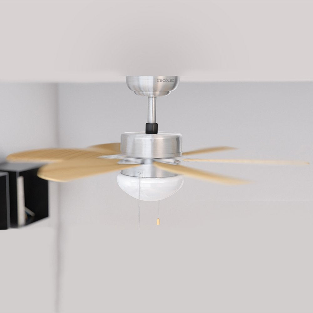 Cecotec ceiling fan EnergySilence Aero 350. 50 W, low consumption, 81 cm diameter, lamp, 6 reversible blades, 3 speeds, winter function, white or wood look - 05938