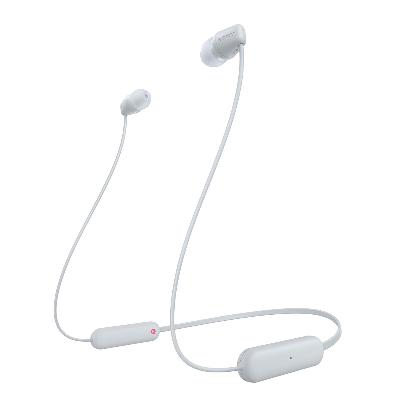 Sony wireless WI-C100 in-ear headphones (up to 25 hours of battery life, optimized for voice assistants, integrated microphone for phone calls, Bluetooth), white, small - WIC100WCE7