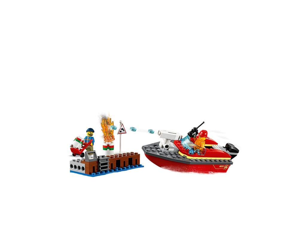 LEGO 60213 City Fire Department at the Harbor Set with Water Cannon and Fire Department Minifigure, Bath Toy for 5 Year Olds