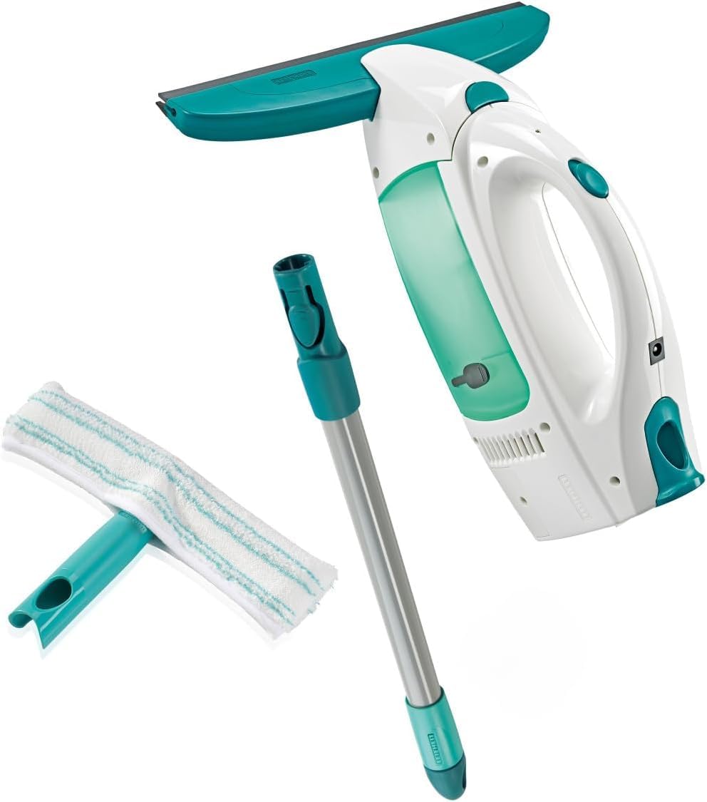 Leifheit window vacuum set Dry & Clean with handle and washer for 360° streak-free cleaning, window cleaner can be used for up to 38 minutes, window cleaner with automatic stand-by and click system - 51003
