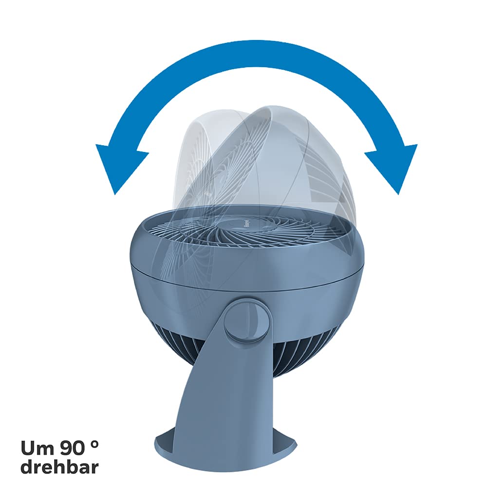 Honeywell TurboForce turbo fan - blue version (low-noise cooling, adjustable tilt angle up to 90°, 3 speed settings, wall mounting, table fan) HT900NE4