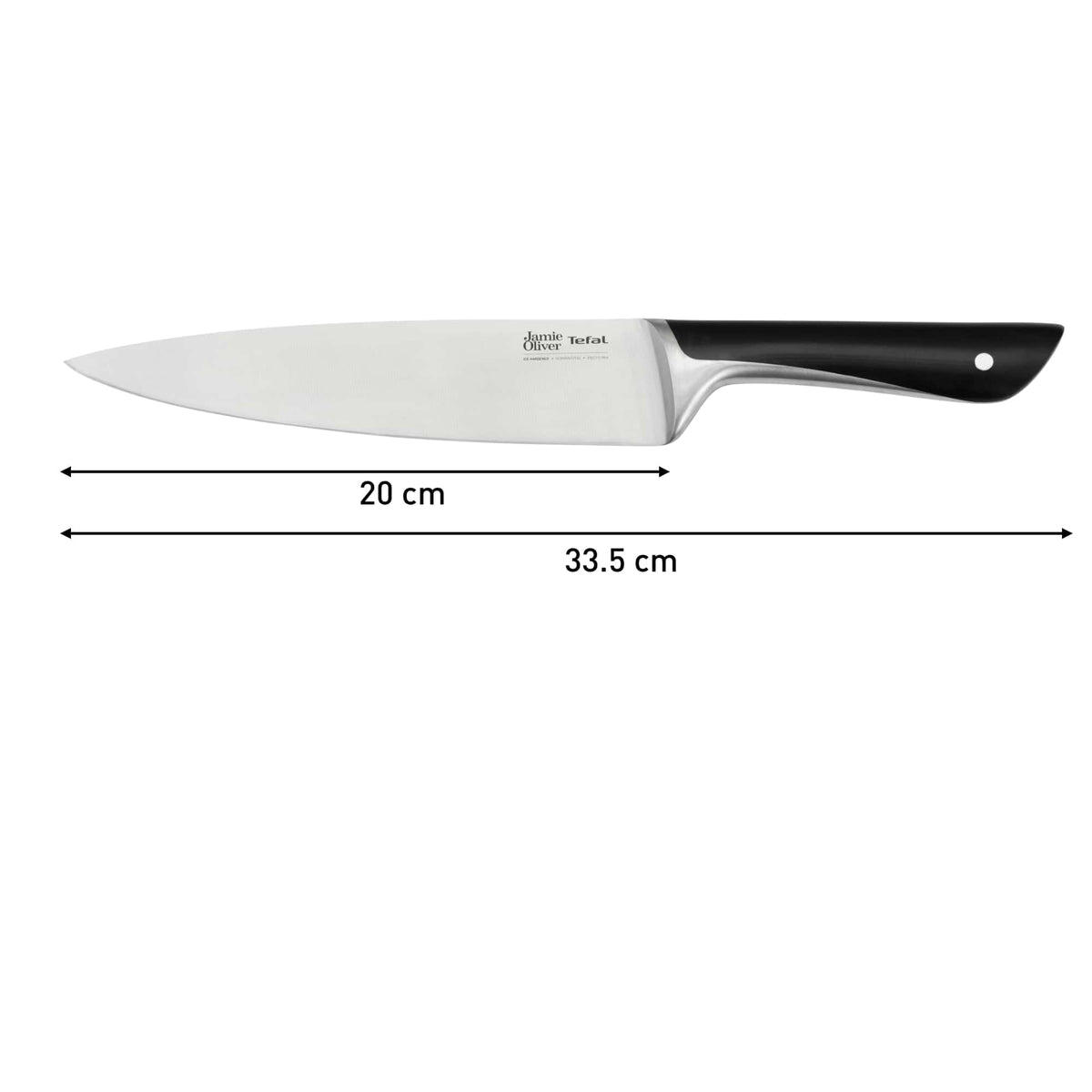 Tefal Jamie Oliver Chef Knife 20 cm, high cutting performance, distinctive design, durable and long-lasting blades, stainless steel, black, K2670155