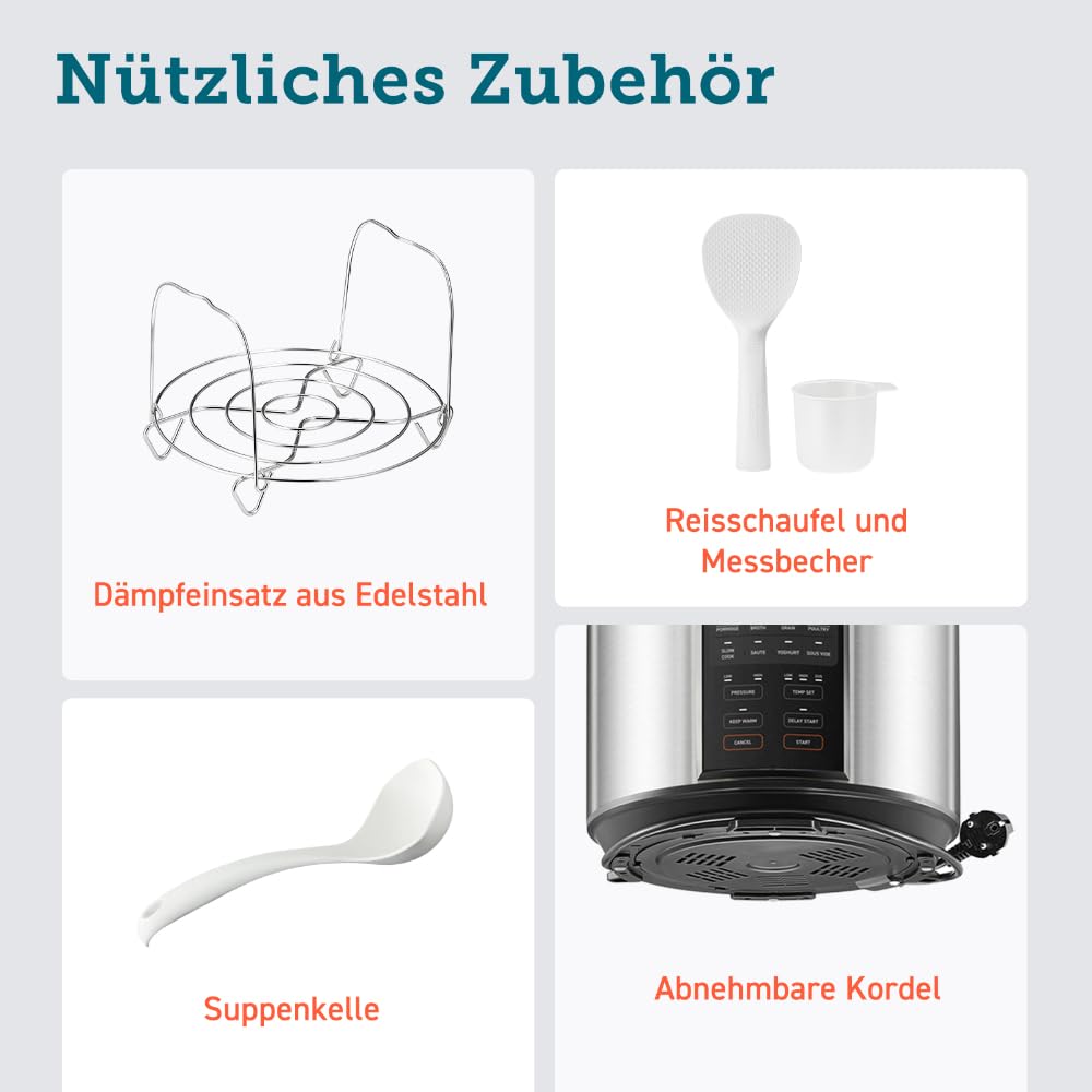 Cosori Schnellkochtopf, Pressure Cooker, Keramikbeschichtung, 5,7 L, 9-in-1 - CMC-CO601-SEU