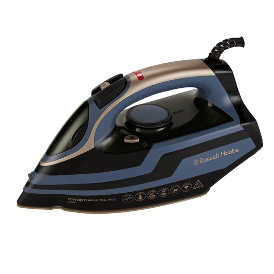 Fier de călcat cu aburi Russell Hobbs [3100W, jet de abur suplimentar 210g] Powersteam Ultra Pro (talpă ceramică de cuarț, autocurățare, funcție de pulverizare, anticalcar și anti-picurare, abur variabil 70g/min) 28630-56