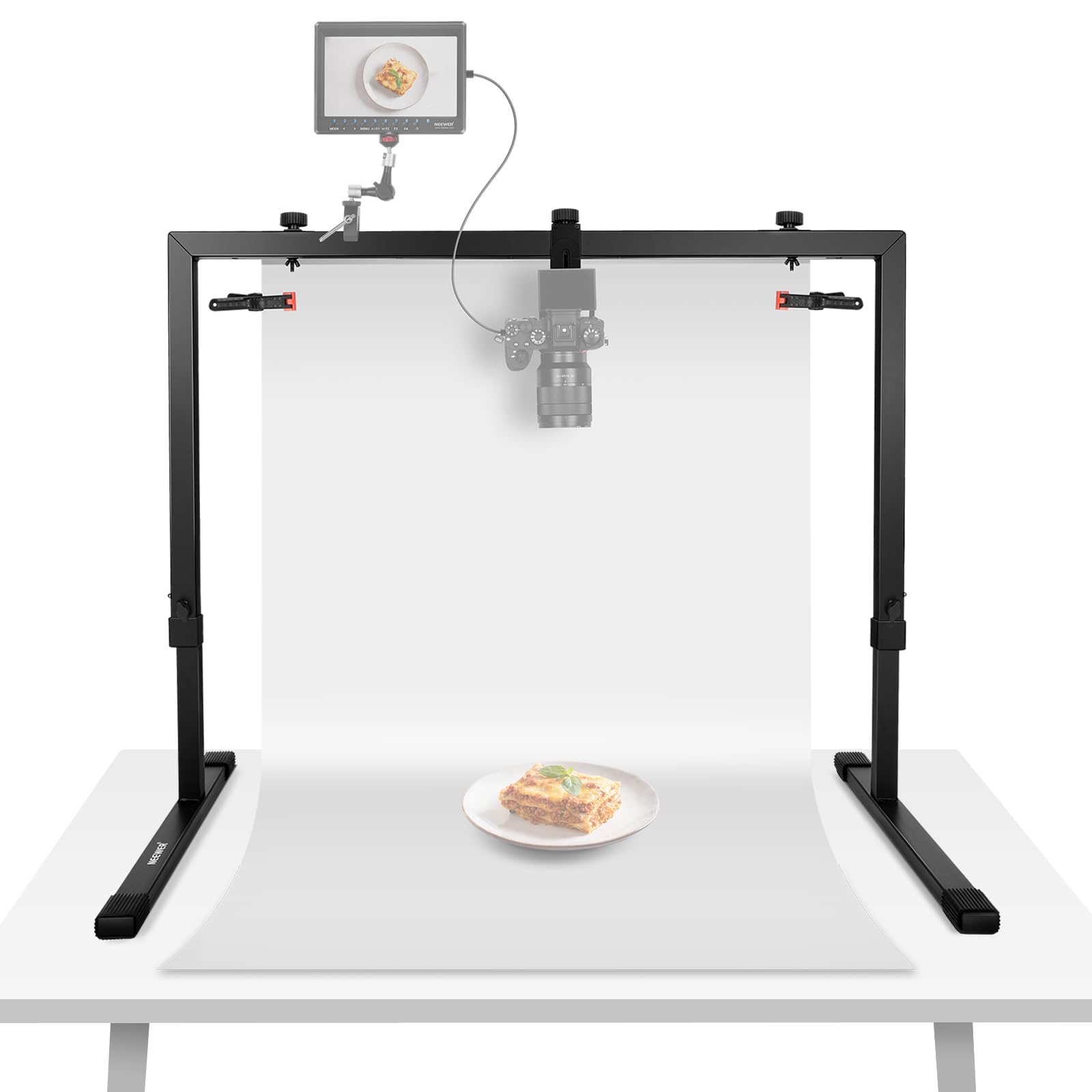 NEEWER Overhead Camera Mount for Top-Down Shooting, Steel Table Top, Multiple Mounting Platform for Flatlay Photography Light Cooking Drawing Crafts, for Tables≥1m Length ST100