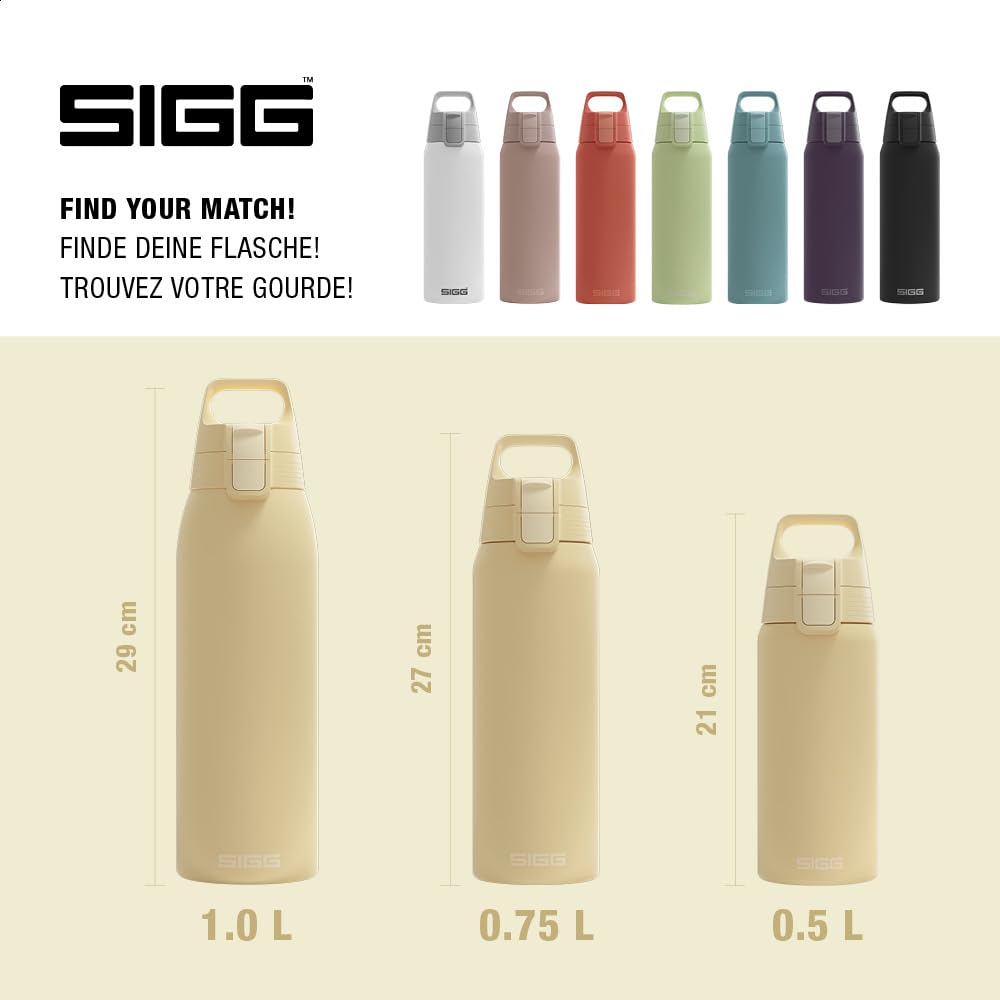 SIGG - Insulated drinking bottle - Thermos bottle Shield Therm One Opti Yellow carbonated drinks - Leak-proof - Dishwasher safe - BPA-free - 90% recycled stainless steel - Light yellow - 0.75L - 6021.10