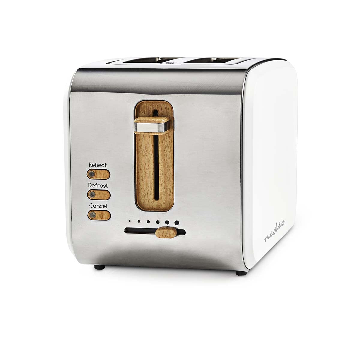 Nedis Toaster - Soft-Touch - 6 Different Levels - Defrost and Reheat Function - Crumb Tray - Auto Shut-off - Household Appliance - Cancel Function - 2 Wide Slots - White - 5412810270330