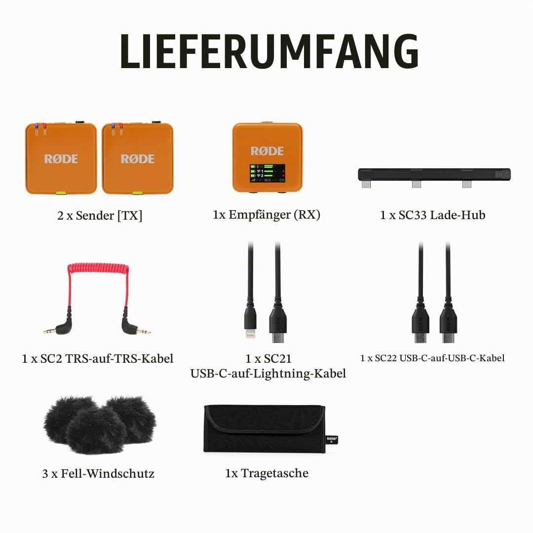 RØDE Wireless GO (Gen 3) – Compact wireless microphone – Crystal clear sound, 32-bit float recording, automatic level control, for phones, cameras, and computers (Orange) - WIGOGEN3ORA