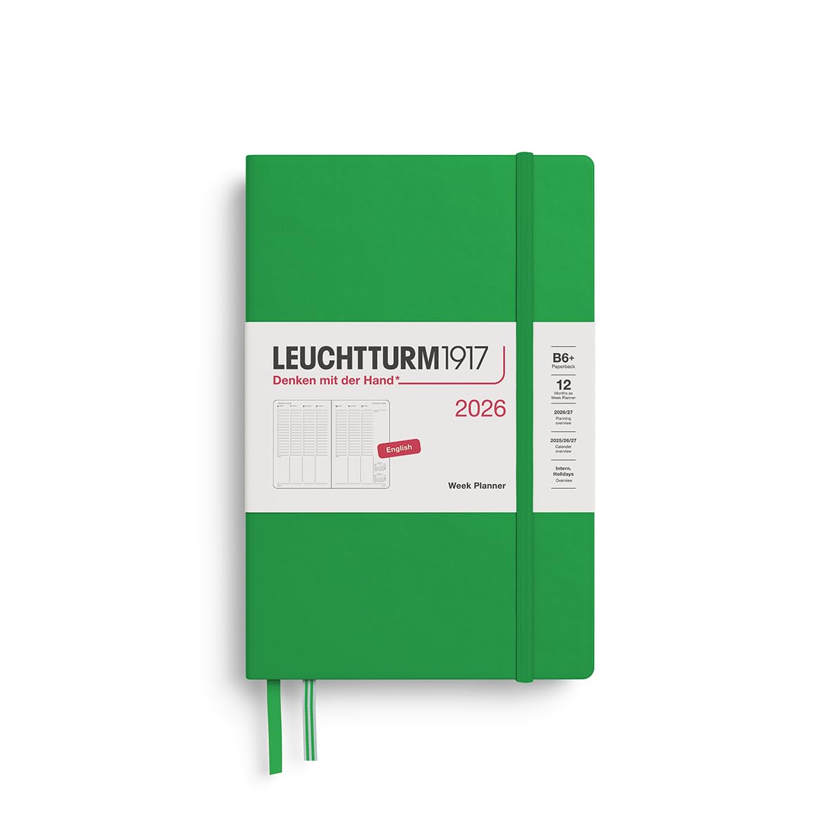 LEUCHTTURM1917 372768 Weekly Planner Paperback (B6+) 2026, Spring Leaf, English