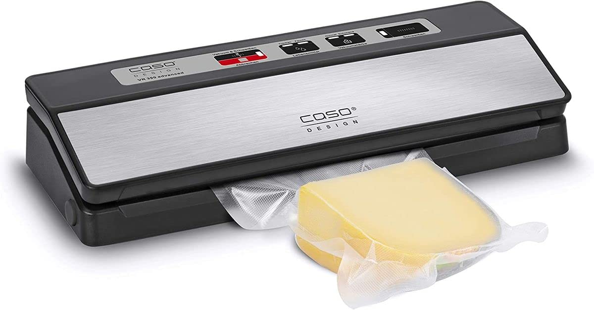 CASO VR 390 advanced vacuum sealer, test rating Very Good, foil sealing device, up to 75 vacuum sealing processes non-stop, removable vacuum chamber, incl. 10 professional foil bags - 1522