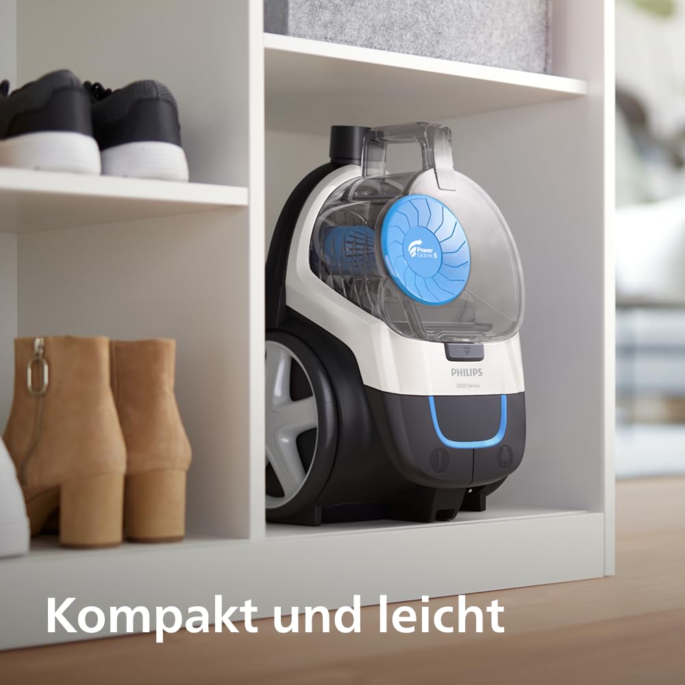 Philips PowerPro Compact vacuum cleaner - lightweight, bagless, 900 W suction power, TriActive nozzle for hard floors and carpets, allergy H13 HEPA filter, PowerCyclone 5 technology (FC9332/09)