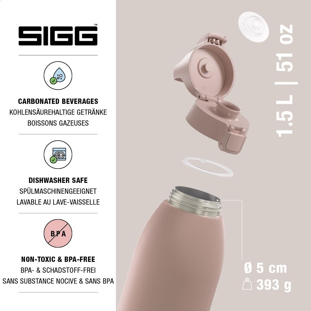 SIGG - Insulated drinking bottle - Thermos bottle Shield Therm One Dusk - carbonated drinks - leak-proof - dishwasher safe - BPA-free - 90% recycled stainless steel - Dusk - 1.5 L - 6168.00