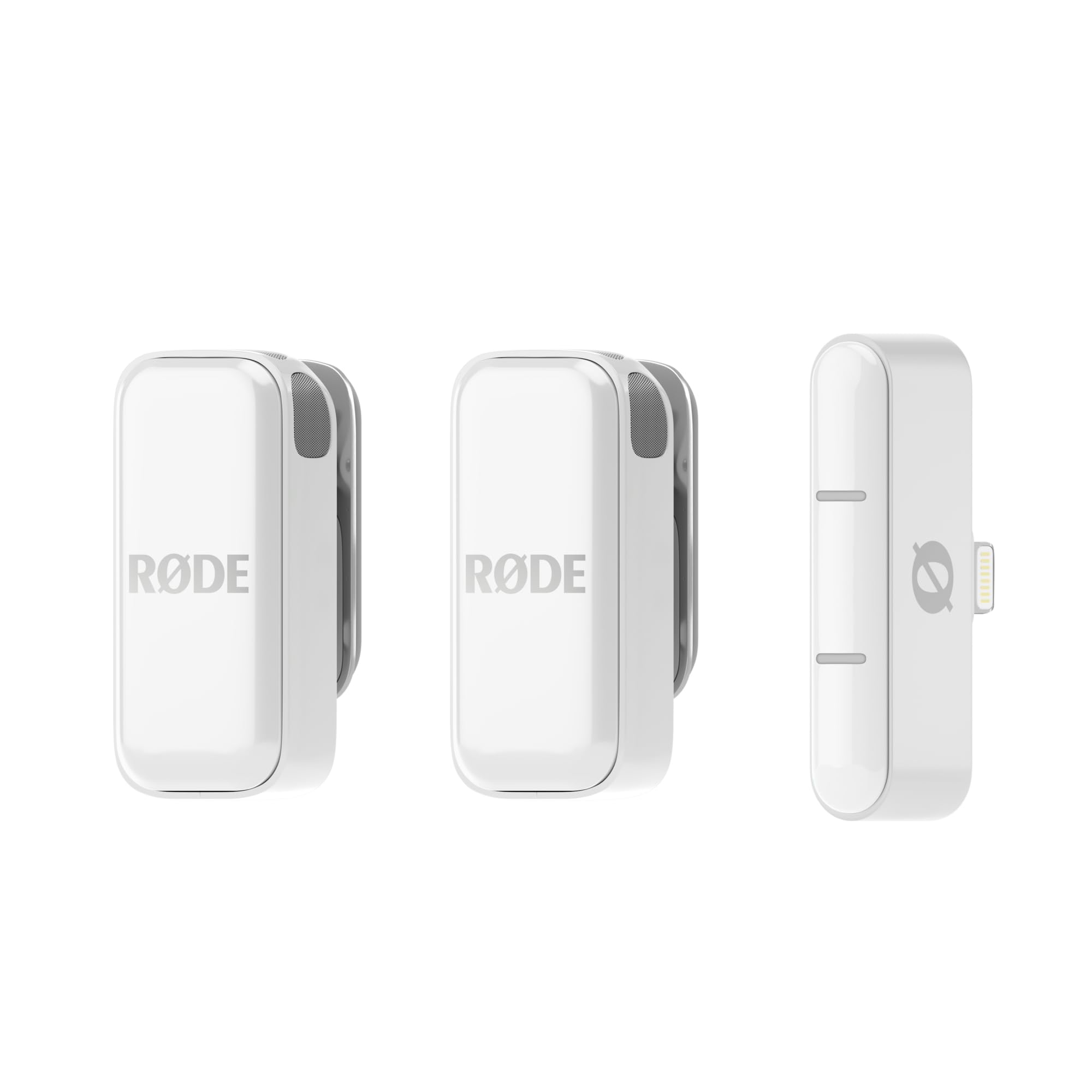 RØDE Wireless Micro - Compact wireless microphone, two microphones with charging case for content creation on the smartphone, Lightning, white - WIMICROLW