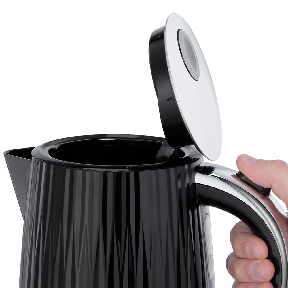 Russell Hobbs Eden Kettle Black, 1.7L, 2400 Watt, Stainless Steel Accents - 27361-70