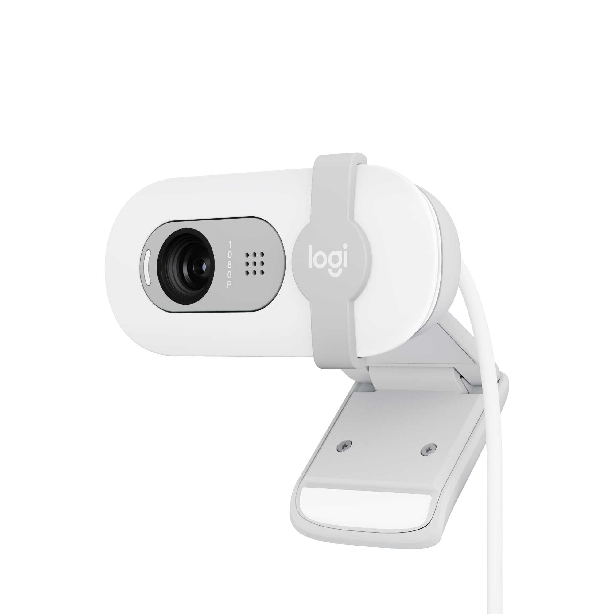 Logitech Brio 100 Full HD Webcam for Meetings and Streaming, Auto Light Balancing, Built-in Microphone, Cover Panel, USB-A, for Microsoft Teams, Google Meet, Zoom and More - White - 960-001617