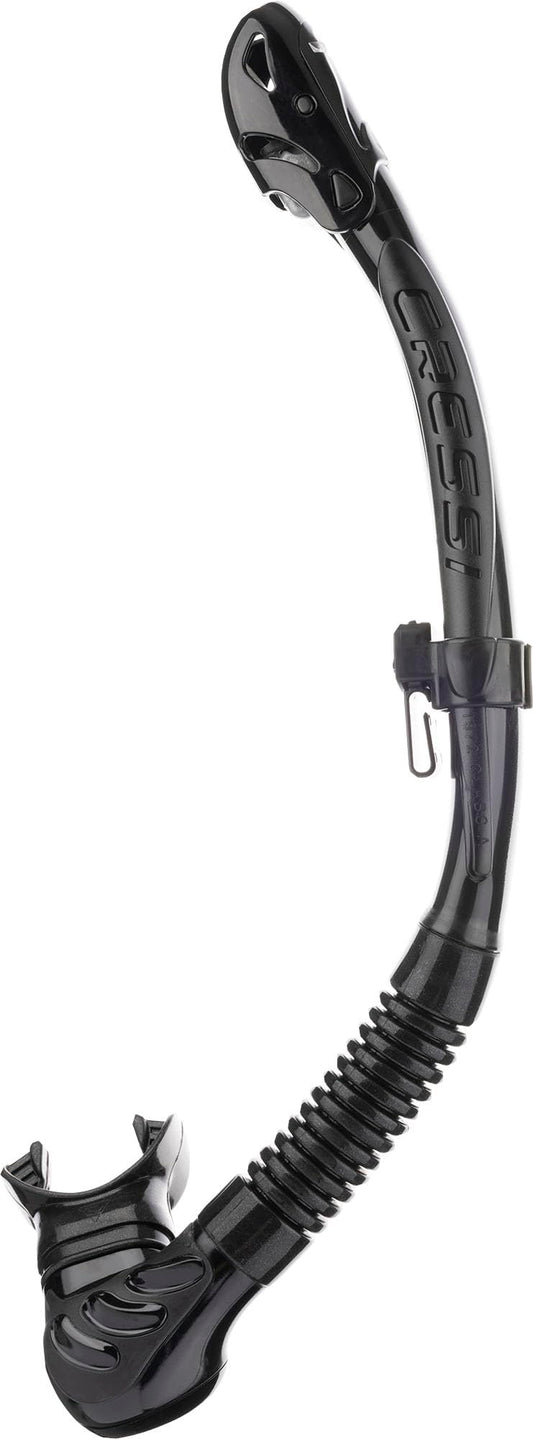 Cressi Alpha Ultra Dry Snorkel Black/Black - Dry Snorkel for Diving Freediving and Snorkeling, Black/Black, One Size Unisex - ES258150