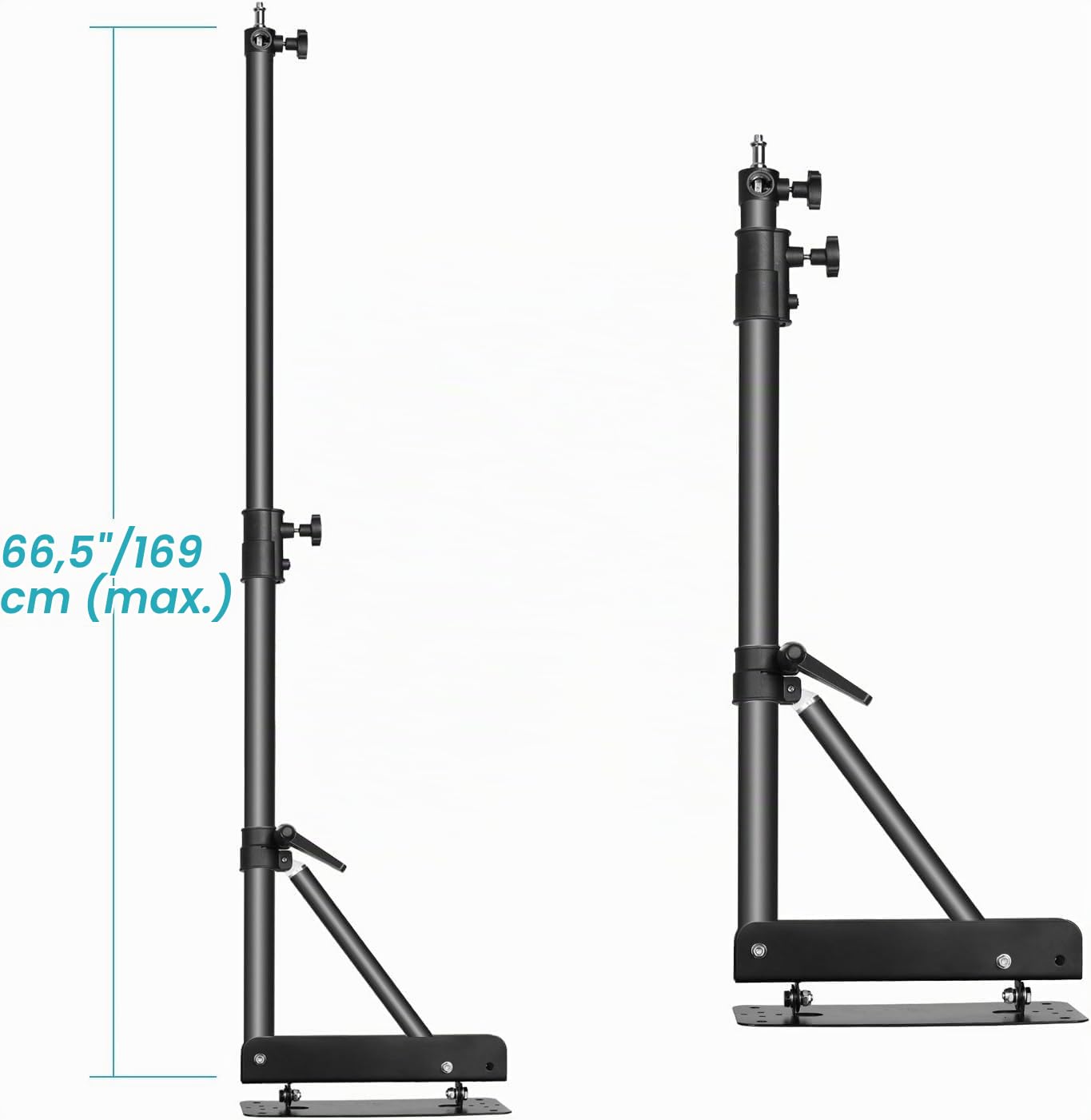 NEEWER Wall Mounted Boom Arm with Triangle Base for Photography Studio Video Strobe Light Monolight Softbox Umbrella Reflector, 180 Degree Rotation, Max Length 66.5 inches/169cm (Black) - 10100923