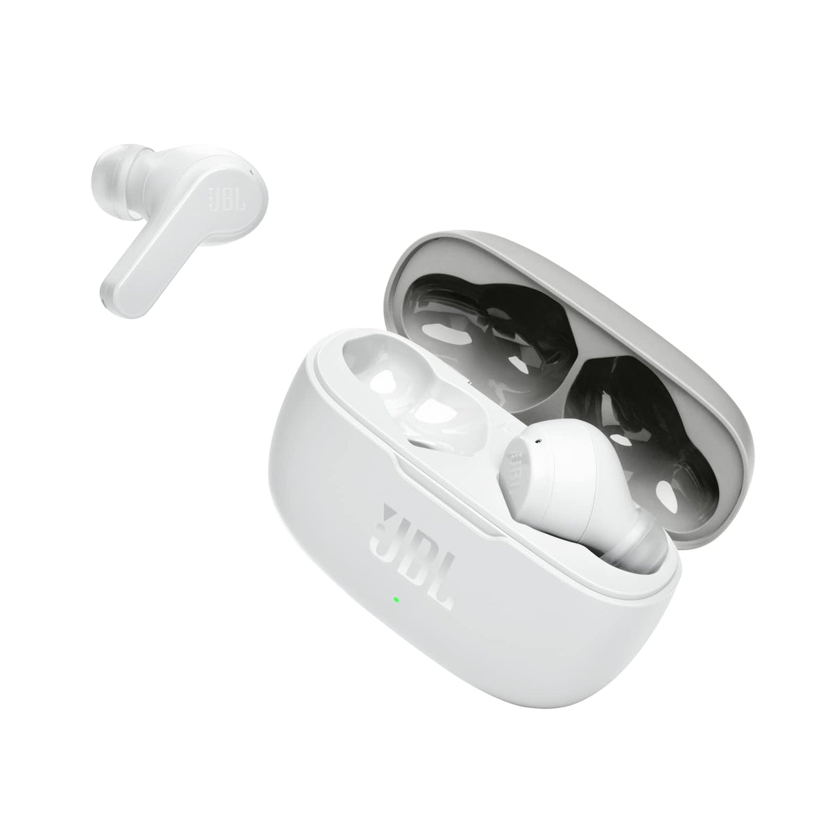 JBL Wave 200 TWS True-Wireless In-Ear Bluetooth Earbuds - White – Wireless earbuds with built-in microphone – Music streaming for up to 20 hours – Includes charging case - JBLW200TWSWHT