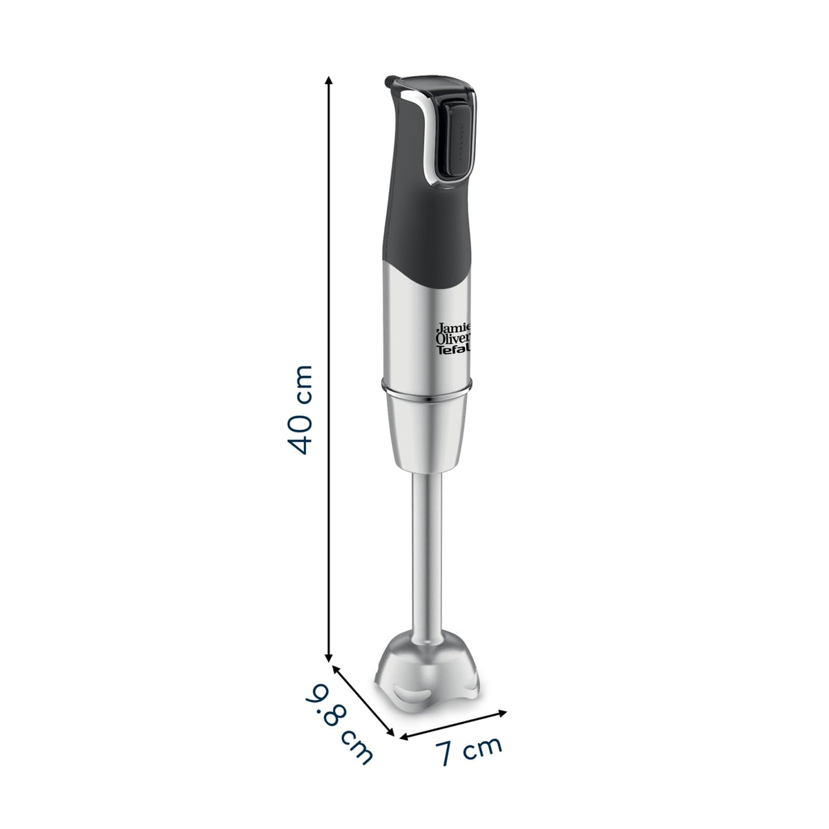 Jamie Oliver de la Tefal Mixer de imersie, lame din oțel inoxidabil, 1200 Watt, picior de mixer potrivit pentru mașina de spălat vase, declanșator cu viteză multiplă, protecție împotriva stropirii, inclusiv pahar de 800 ml, mixer, negru/inox, HB95JD10