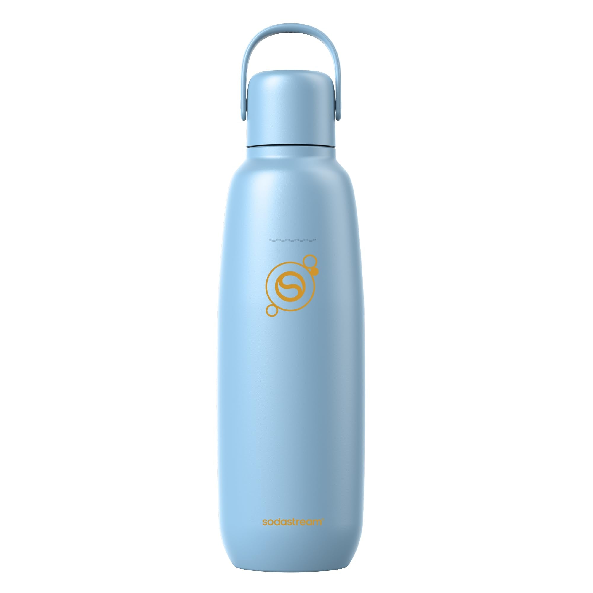 Sticlă Sodastream Fizz & Go din oțel inoxidabil, de 0,9 L, termos cu pereți dubli, izolat, menține băuturile calde și reci, pentru băuturi carbogazoase, compatibilă cu DUO, TERRA, ART, ENSO și altele, Ice Blue - 1062416440
