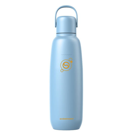 Sodastream Fizz & Go Stainless Steel Soda Bottle 0.9L Double Wall Insulated Thermos Bottle Keeps Hot & Cold for Carbonated Drinks Compatible with DUO, TERRA, ART, ENSO & More, Ice Blue - 1062416440