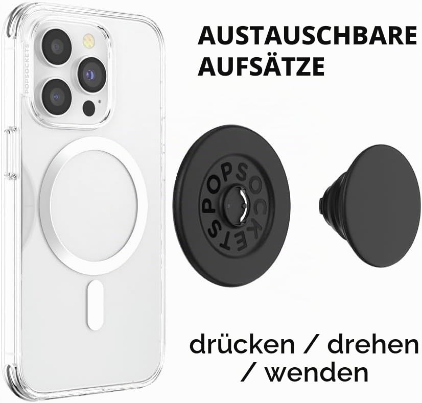 PopSockets Mobile Phone Grip for MagSafe, Magnetic Holder, Mobile Phone Stand, Black - Black - 806828