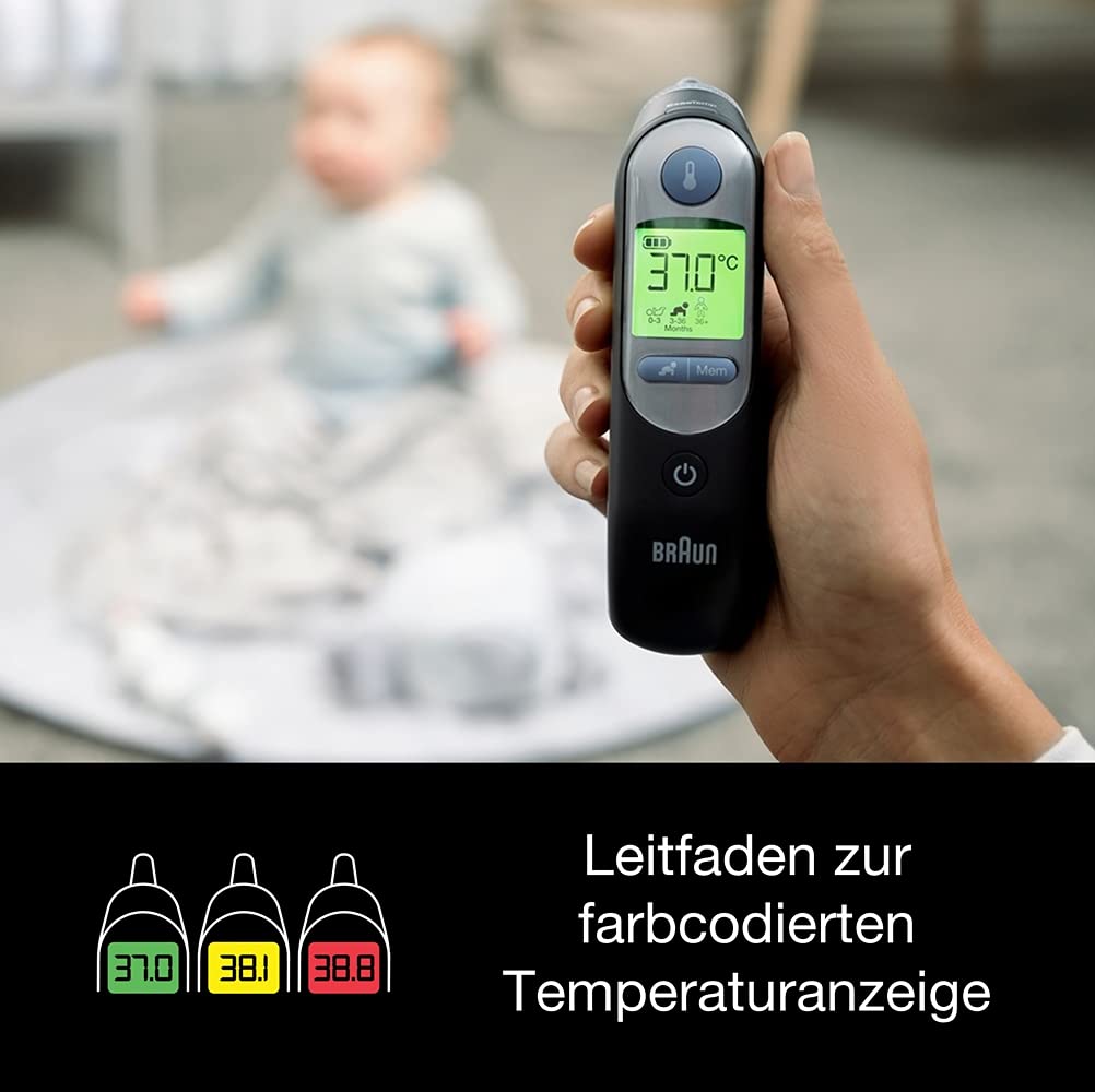 Braun ThermoScan 7 Ear Thermometer | Age Precision Technology | Color-Coded Digital Display | Baby and Toddler Friendly | The #1 Brand Among Doctors(1) - IRT6520BWE