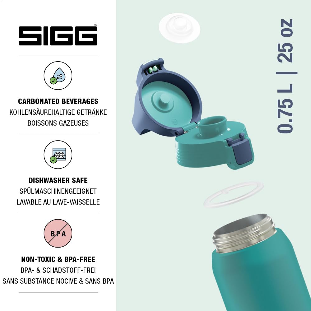 SIGG - Insulated drinking bottle - Thermos bottle Shield Therm One Multicolor Ocean - carbonated drinks - leak-proof - dishwasher safe - BPA-free - 90% recycled stainless steel - green - 0.75L - 6228.10