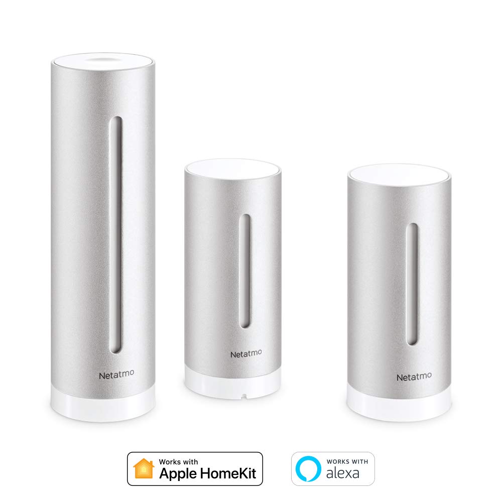 Netatmo Stație Meteo Interioară și Exterioară cu senzor exterior wireless + modul suplimentar, compatibil cu Amazon Alexa, Google Home și Apple HomeKit, NBU-NWS-NIM-EU