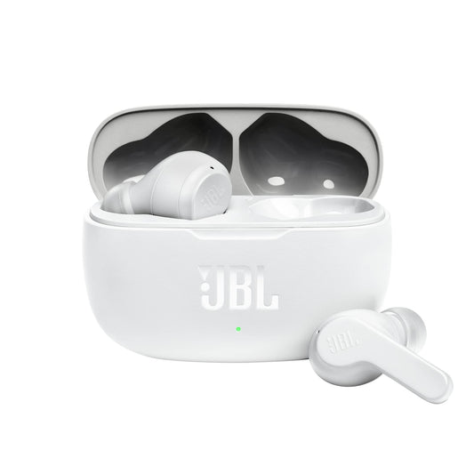 JBL Wave 200 TWS True-Wireless In-Ear Bluetooth Earbuds - White – Wireless earbuds with built-in microphone – Music streaming for up to 20 hours – Includes charging case - JBLW200TWSWHT