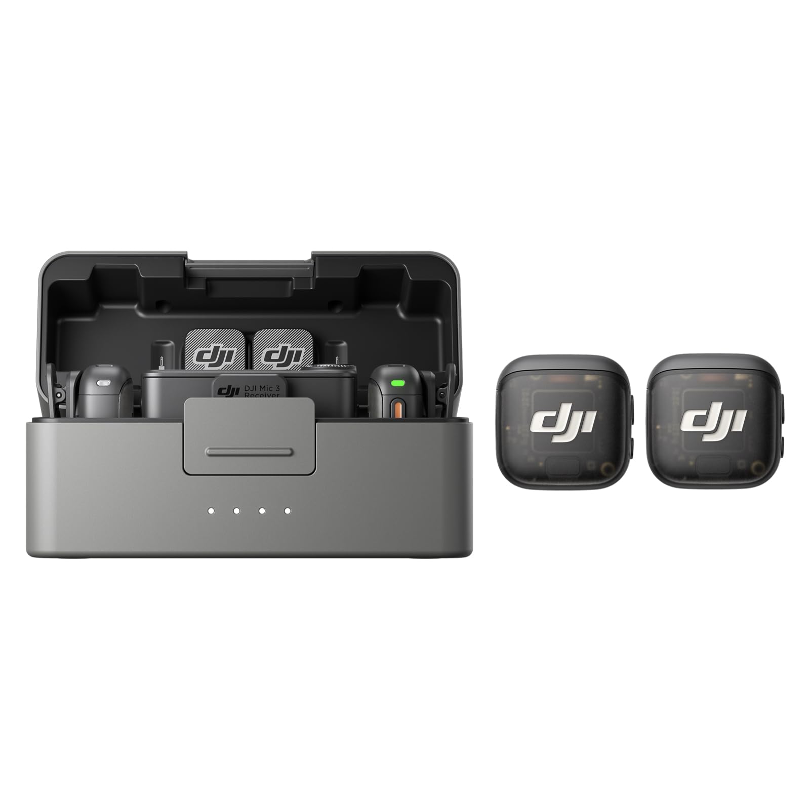 DJI Mic 3 (4 Transmitters + 1 Receiver + Charging Cradle), Wireless Mini Microphone for iPhone/Camera/Android, Multi-Person Recording, Extended Runtime, Lavalier Microphone - 6937224116344