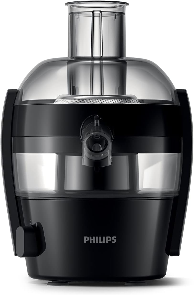 Philips Viva Collection Storcator de fructe și legume - Design compact, tehnologie QuickClean, storcător direct în pahar, motor de 500W, capacitate de 1.5L, sistem anti-picurare, ușor de curățat (HR1832/00)