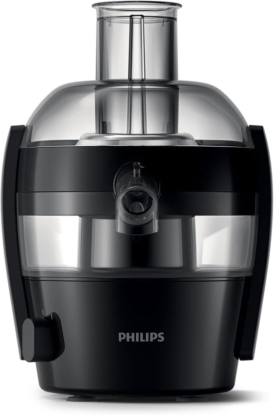 Philips Viva Collection Storcator de fructe și legume - Design compact, tehnologie QuickClean, storcător direct în pahar, motor de 500W, capacitate de 1.5L, sistem anti-picurare, ușor de curățat (HR1832/00)