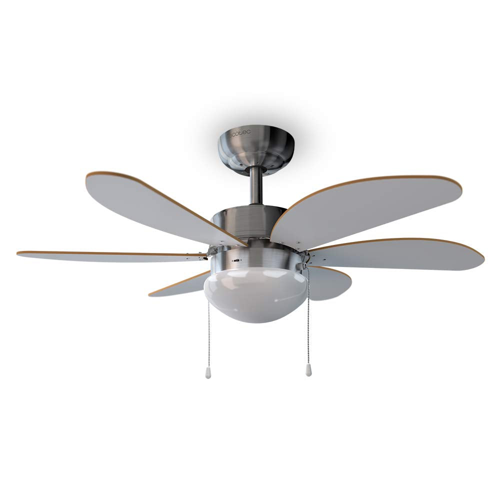 Cecotec ceiling fan EnergySilence Aero 350. 50 W, low consumption, 81 cm diameter, lamp, 6 reversible blades, 3 speeds, winter function, white or wood look - 05938