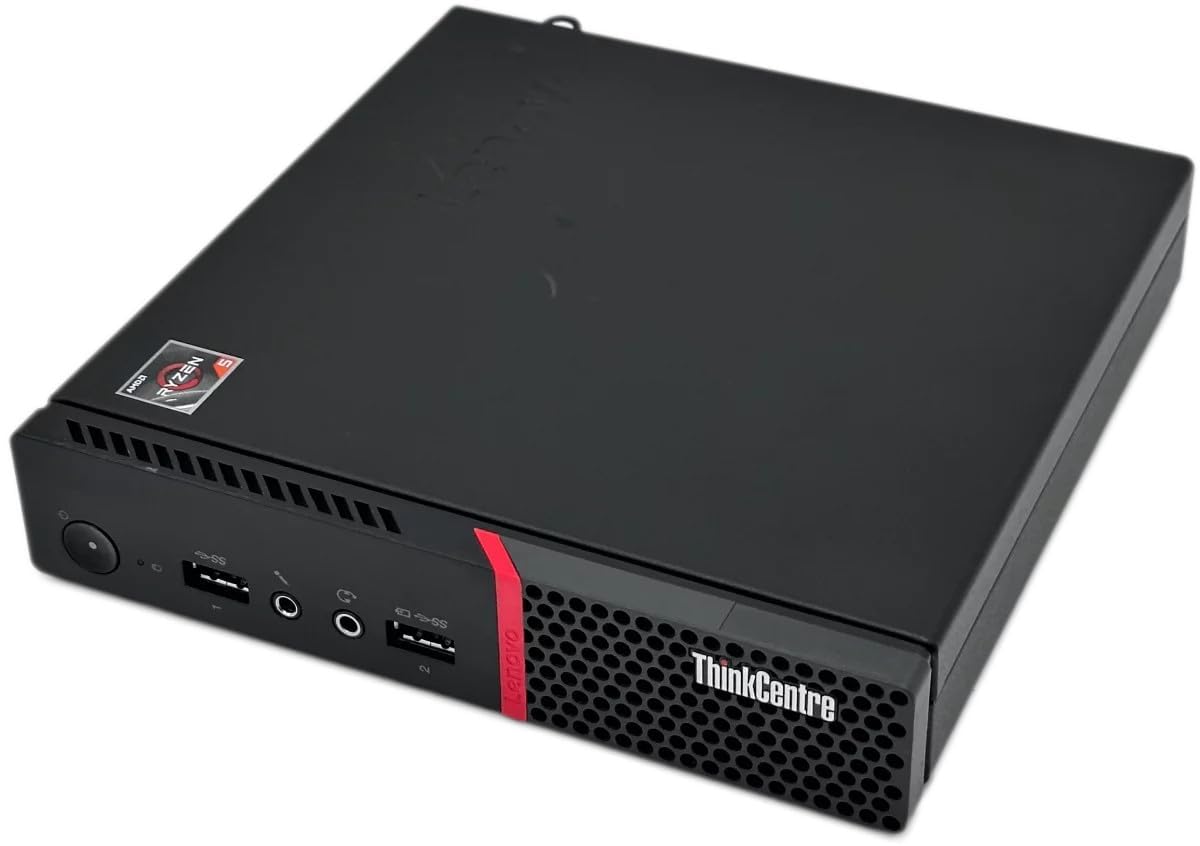 Lenovo ThinkCentre M715Q Mini Desktop Computer PC, AMD Ryzen 5 Pro 2400, 8 GB RAM, 256 GB SSD, WiFi, Bluetooth, US QWERTY Keyboard, Windows 11 Pro (Refurbished)