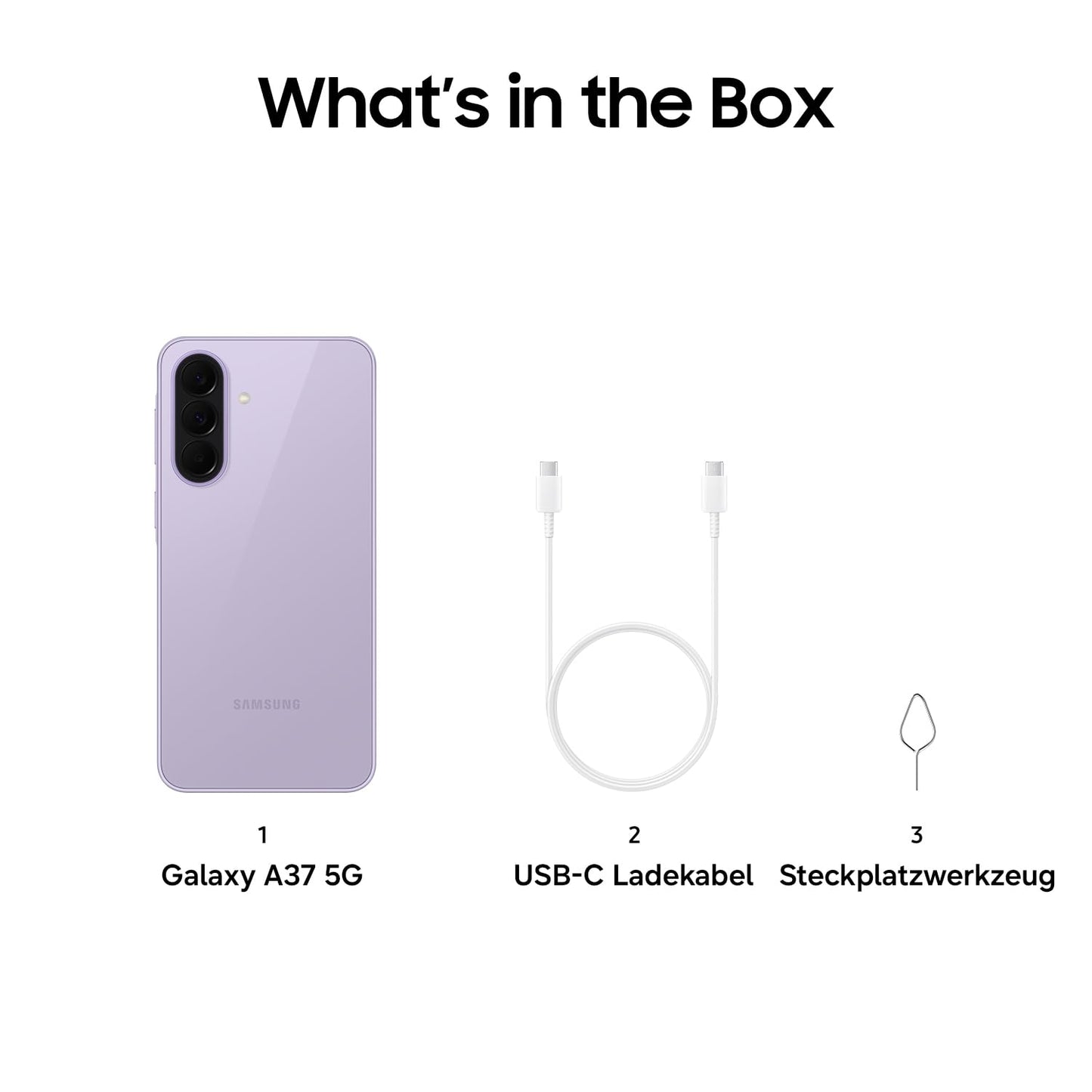 Samsung Galaxy A37 5G, Slim AI smartphone, Awesome Intelligence, 256 GB storage space, 50 MP wide-angle camera, Up to 2 days battery life, IP68, Awesome Lavender, 2.5 year manufacturer's warranty