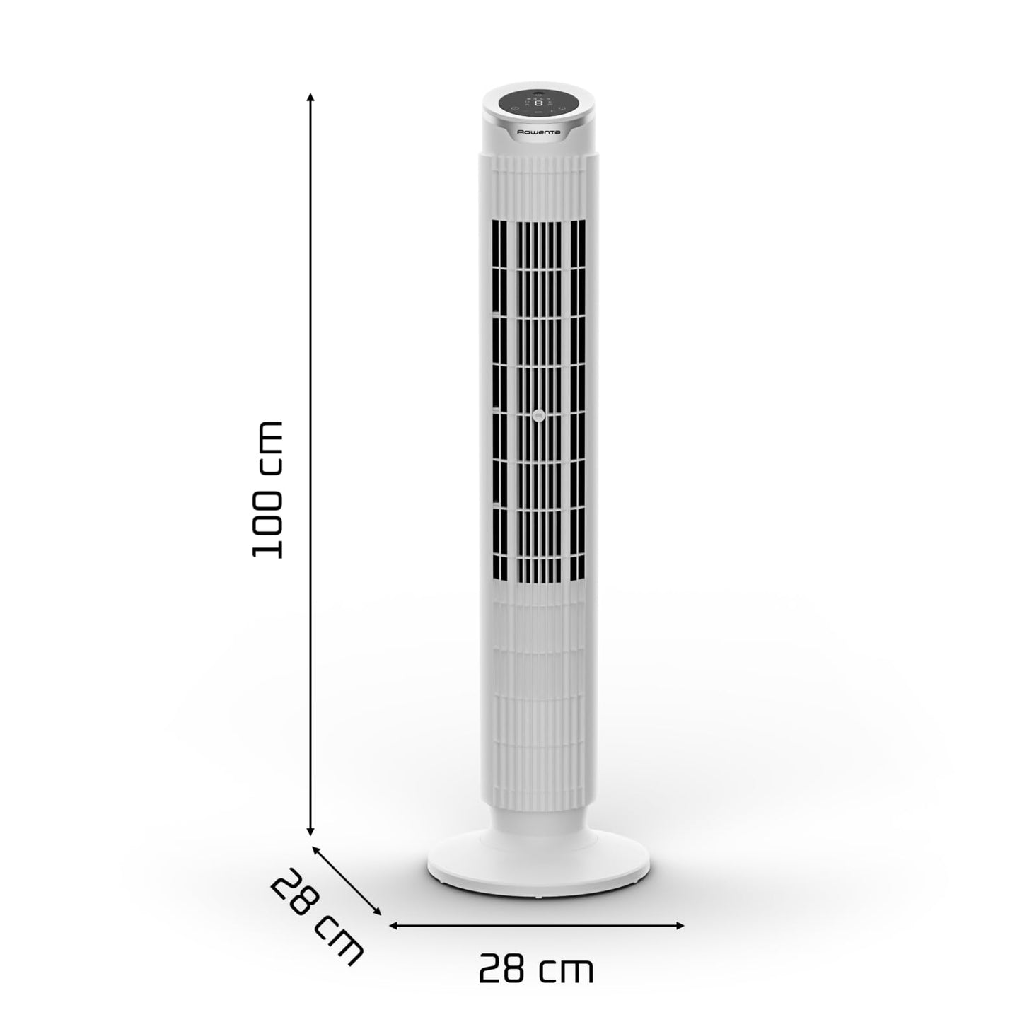 Rowenta Eole Silence Force Tower Fan, Powerful, Silent Mode, 8 Speed Levels, 4 Automatic Modes, Timer, 90° Panning, Remote Control, Dust Cover, White, VU7025F0