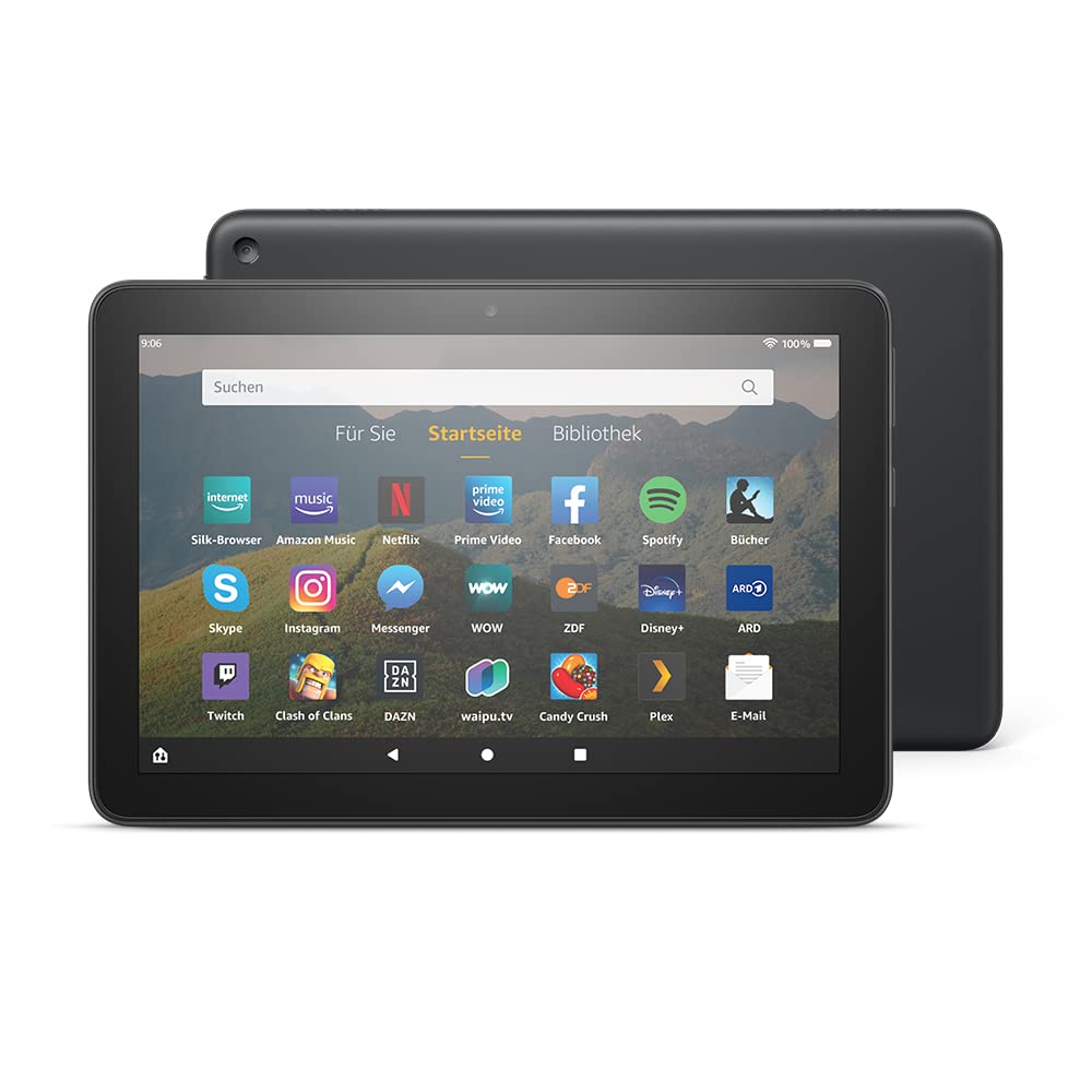 Tableta Fire HD 8, display HD de 8 inch, 32 GB, neagră, fără reclame, pentru divertisment în deplasare (2020). - K72LL4