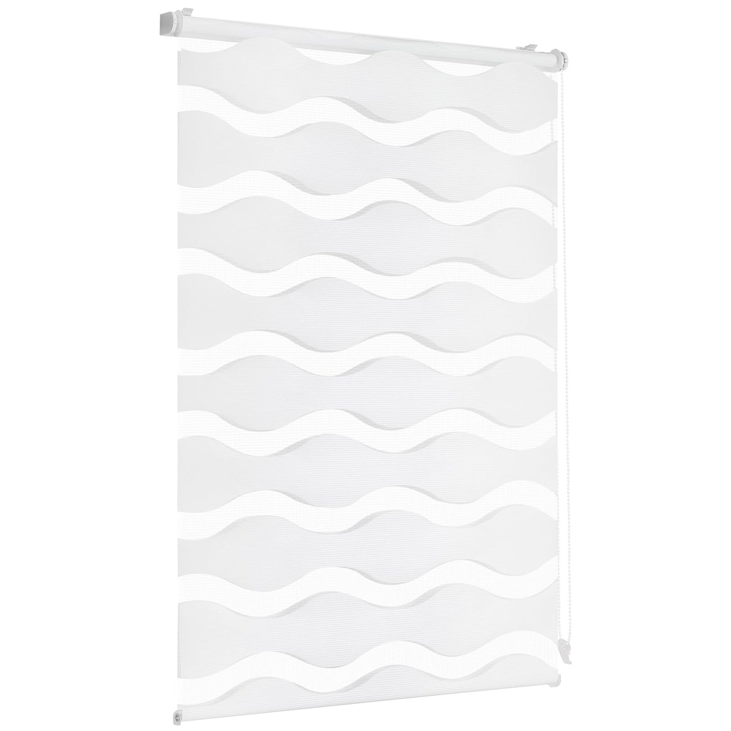 Sekey double roller blind waves Klemmfix without drilling for windows, double roller blind 90 cm wide, duo roller blind wave blinds sun protection, 90x150cm, white - BL-2631
