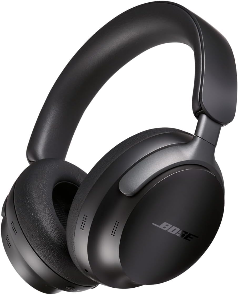 Bose QuietComfort Ultra Headphones Over-Ear headphones with noise cancelling for spatial sound, spatial audio headphones, up to 24 hours battery life, high-end headphones with surround sound, black. - 880066-0100