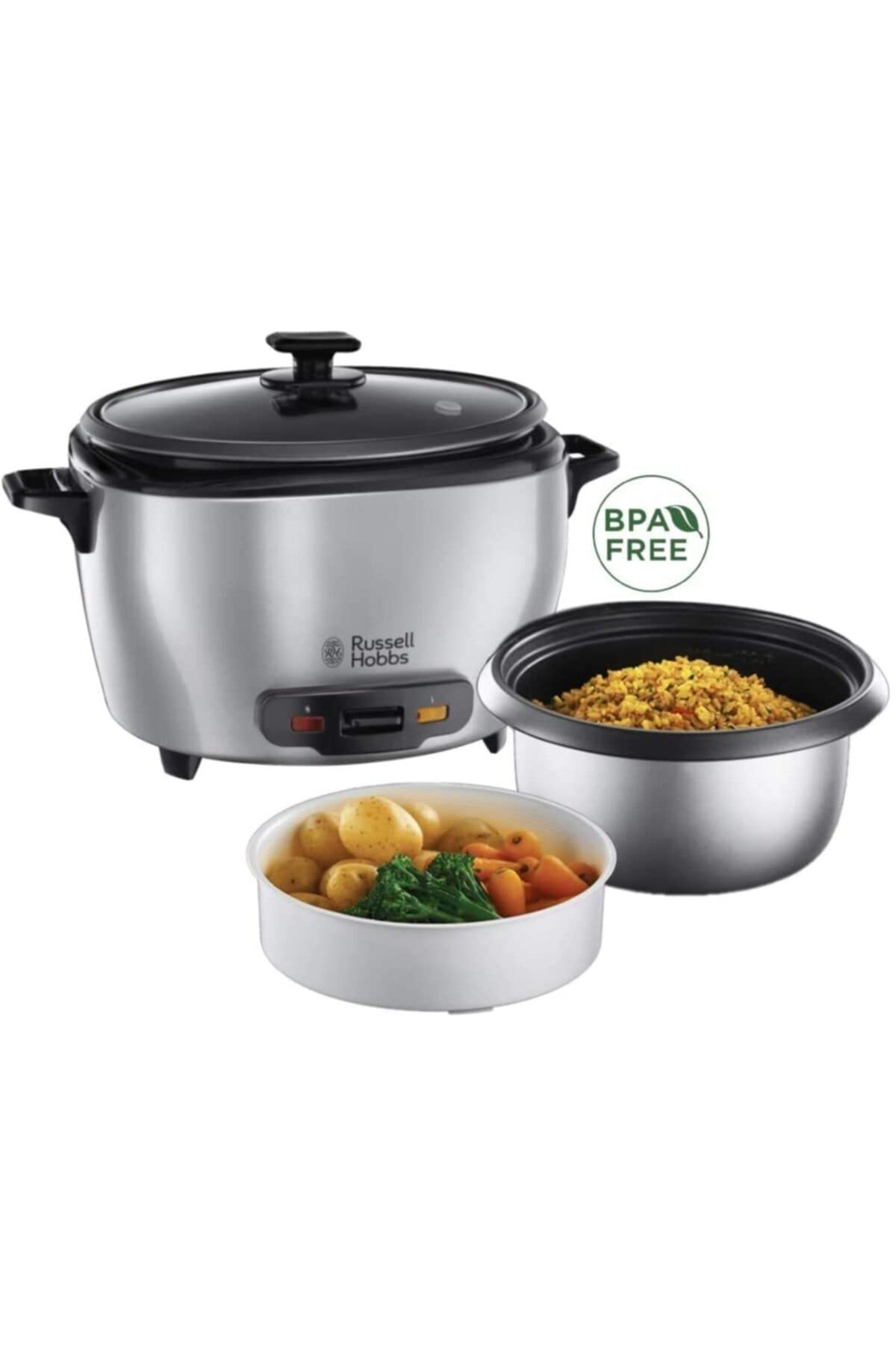 Russell Hobbs rice cooker [XL] 5l incl. steamer insert MaxiCook (keep warm function, non-stick coated cooking pot, rice spoon & measuring cup, slow cooker for vegetables & fish etc) 23570-56