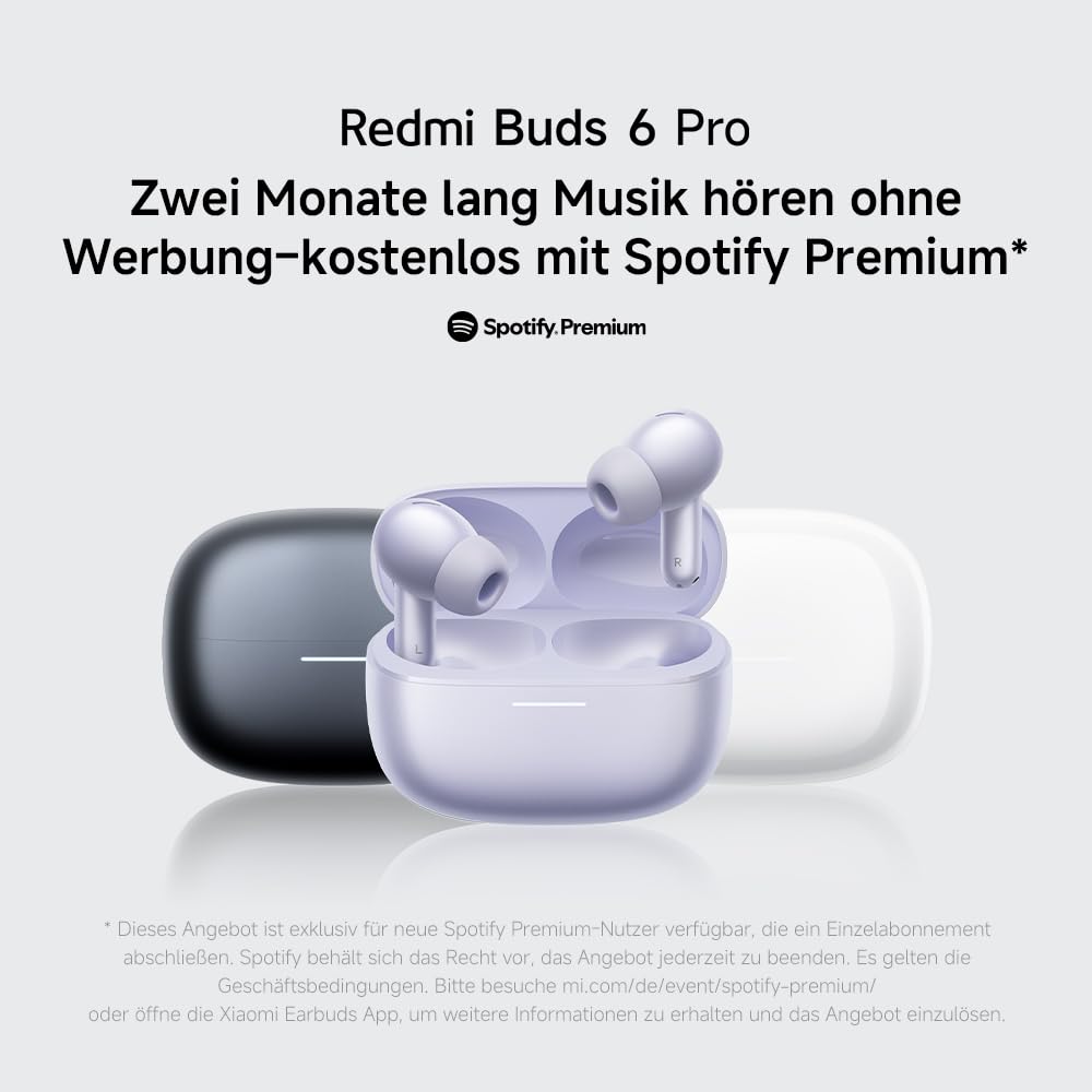 XIAOMI Redmi Buds 6 Pro Black - 36h battery life, triple driver Hi-Fi sound, 55dB ANC, 20 ANC levels, 3 transparency modes, immersive 3D audio, Bluetooth 5.3, Google Fast Pair, Hi-Res Audio certificate - BHR9307GL